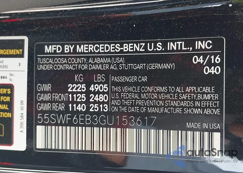 2016 Mercedes-Benz C 450 Amg 4Matic z USA, uszkodzony, nr VIN 55SWF6EB3GU153617